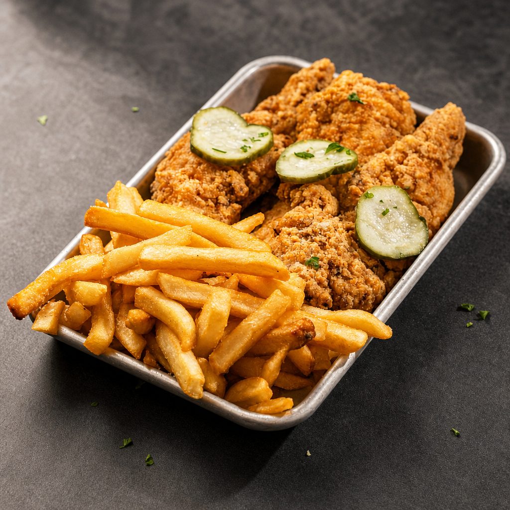 3 Jumbo Chicken Tenders w/ Fries.